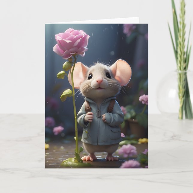 Illustration de fleur de souris adorable Carte de  (Devant)