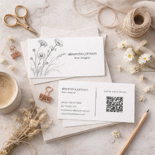 Illustration de fleur sauvage avec carte de visite