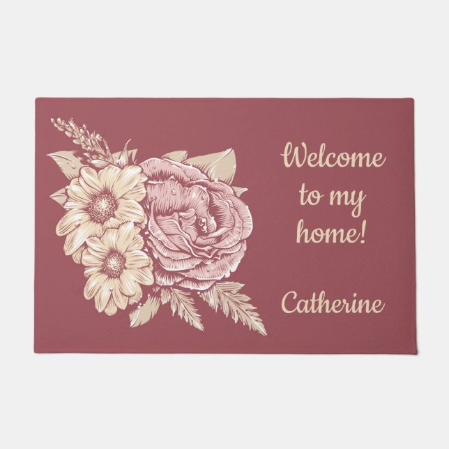 Illustration de fleur tapis de porte de texte pers (Devant)
