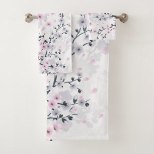 Illustration de fleurs de cerisier rose poudré mau
