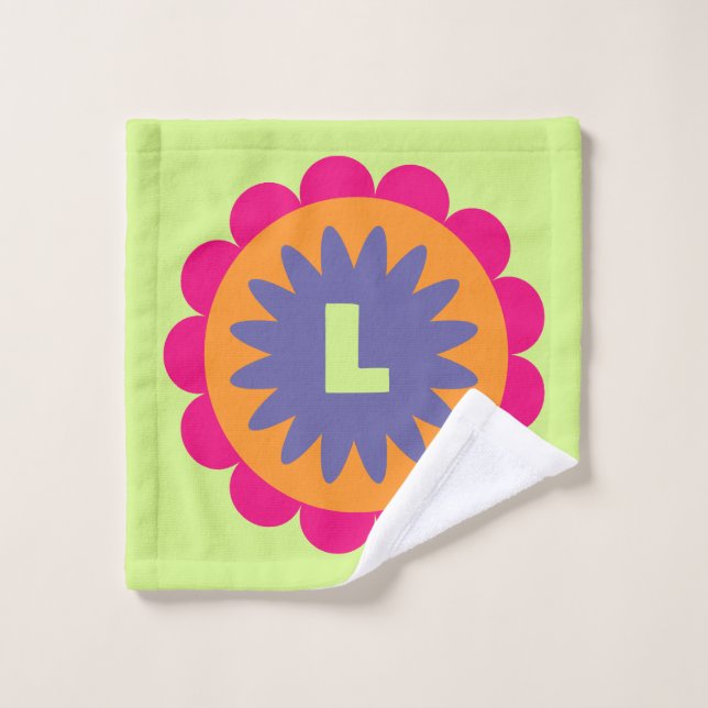 illustration de formes florales orange et rose (Gant de toilette)