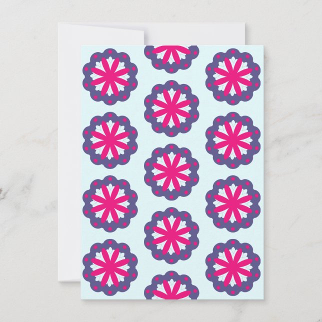 Illustration de formes florales violettes et roses (Devant)