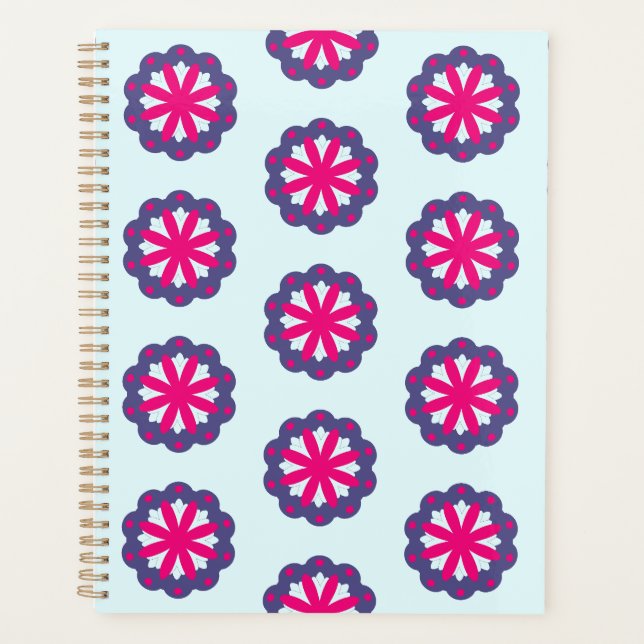 Illustration de formes florales violettes et roses (Devant)