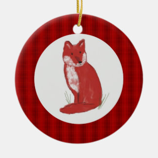 Illustration de Fox de pastel et ornement rouges