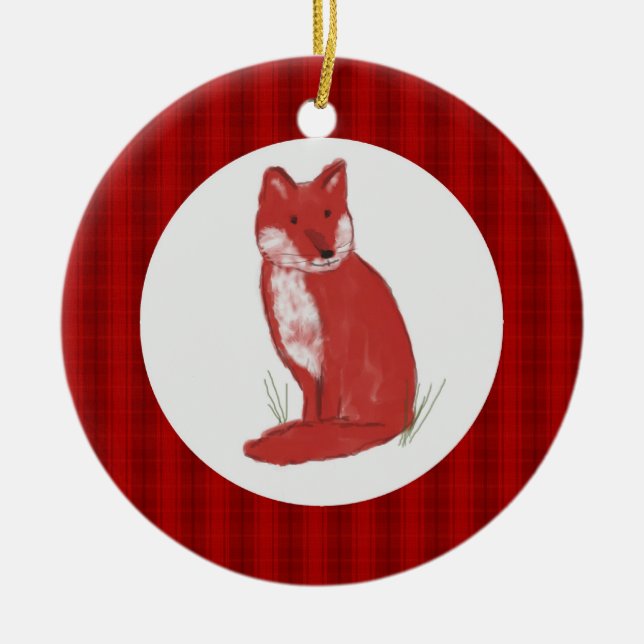 Illustration de Fox de pastel et ornement rouges (Devant)