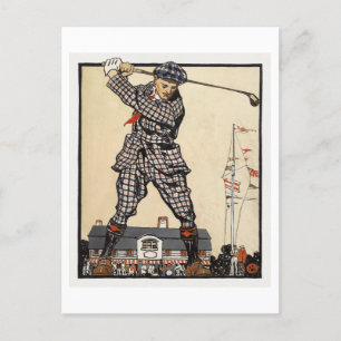 Illustration de golf vintage par carte postale Pen