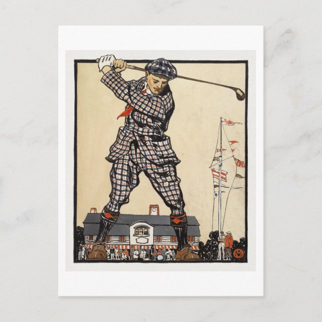 Illustration de golf vintage par carte postale Pen (Devant)