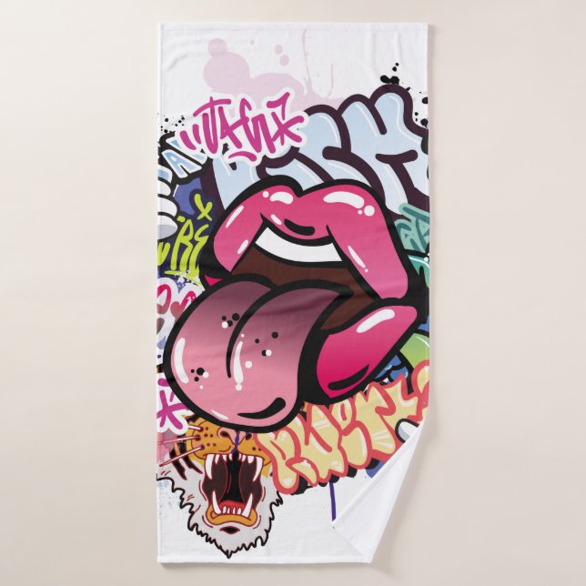 Illustration de graffiti avec lettres de graffitis (Serviette de bain)