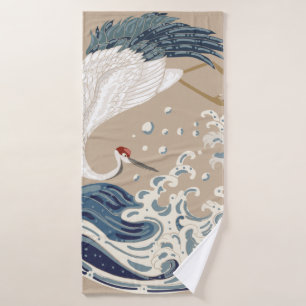 Illustration de grue et vague japonaise. Tradition