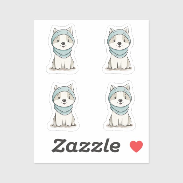 Illustration de Husky Cozy - Autocollant en vinyle (Feuille)
