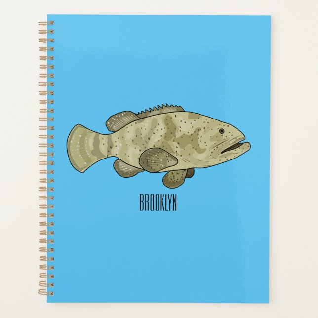 Illustration de la caricature du poisson de mérou (Devant)