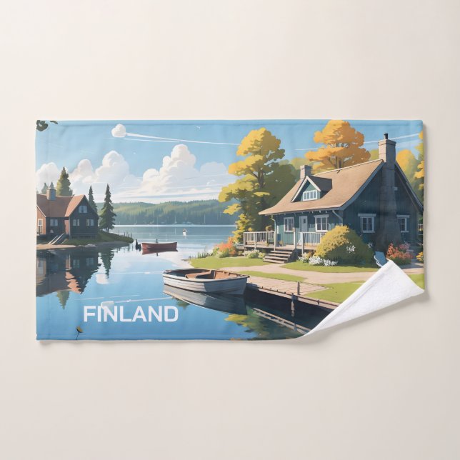Illustration de la nature finlandaise (Serviette à main)