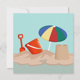 Illustration de la scène de plage de Bucket et Spa