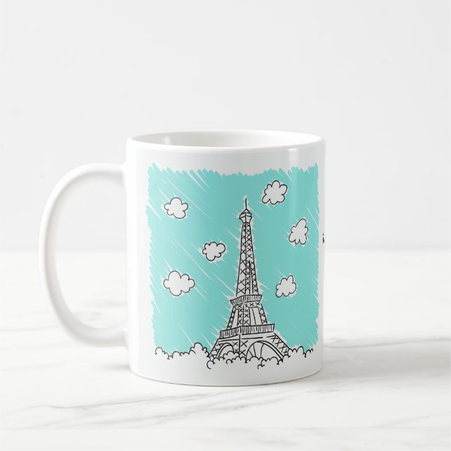 Illustration de la tour Eiffel tasses de texte per (Gauche)