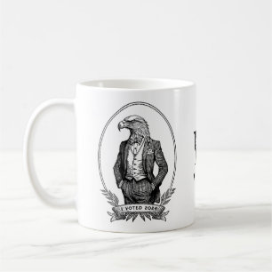 Illustration de l'aigle noir vintage J'ai voté Mug