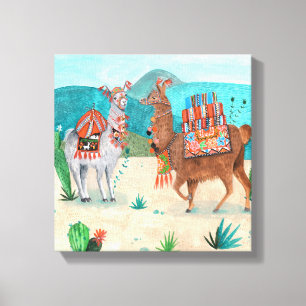 Illustration de lamas péruviens tropicaux   Toile