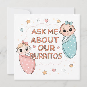 Illustration de l'annonce de bébé jumeaux burrito