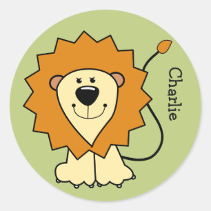 Illustration de lion nom personnalisé autocollants