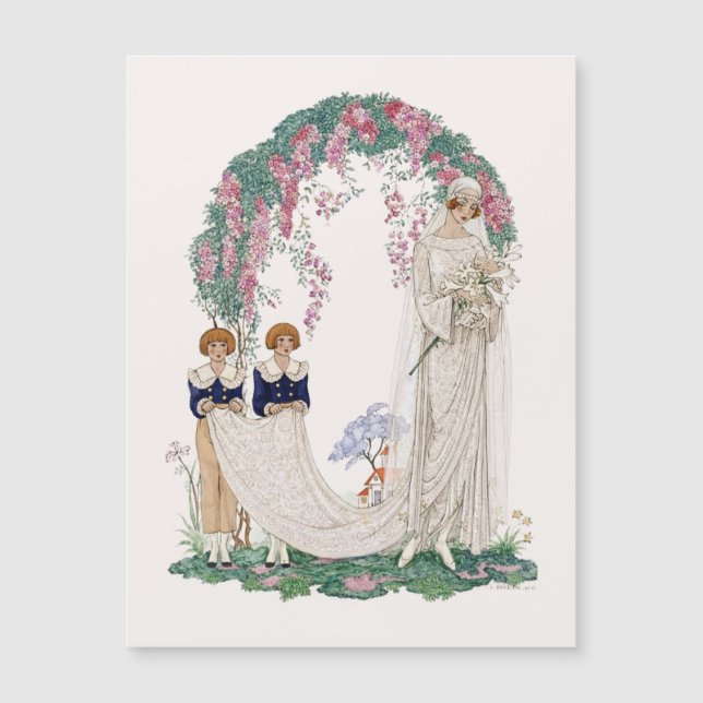 Illustration de mariage Art Nouveau – Robe de mari (Devant)