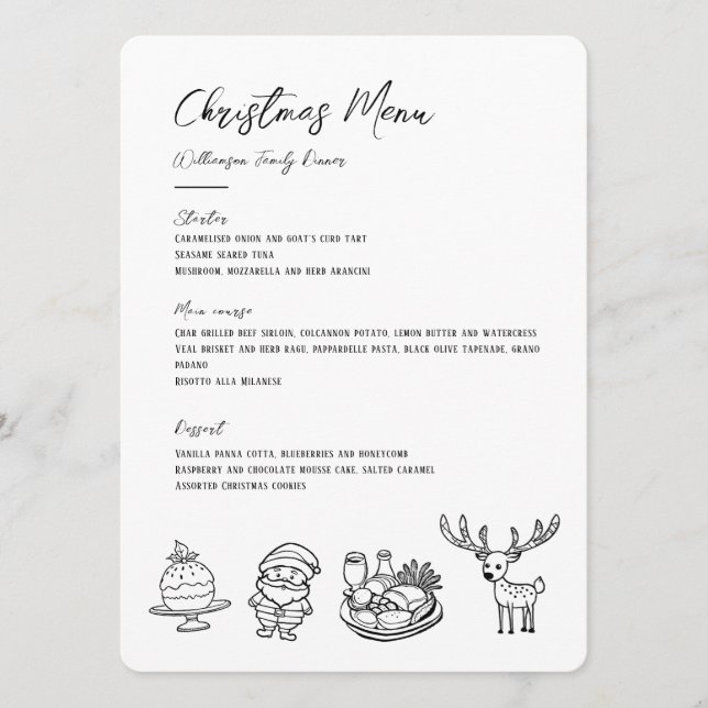 illustration de menu classique de Noël (Devant)
