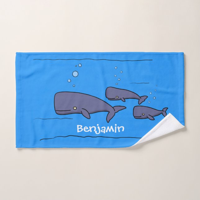 Illustration de mignonne migratrice de baleines à  (Serviette à main)
