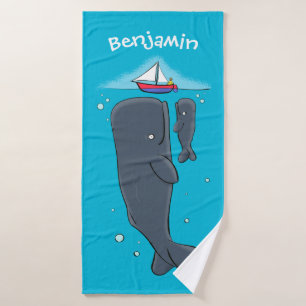 Illustration de mignons baleines et voiliers
