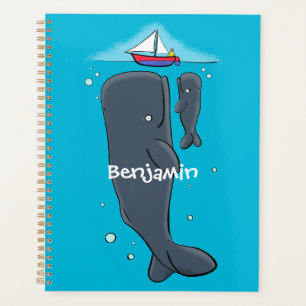 Illustration de mignons baleines et voiliers