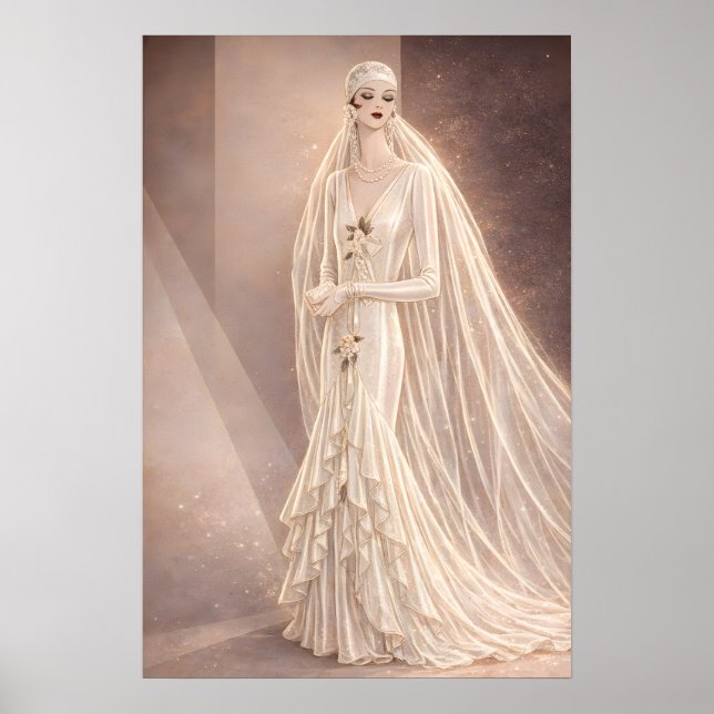 Illustration de mode de mariage Art déco vintage (Devant)