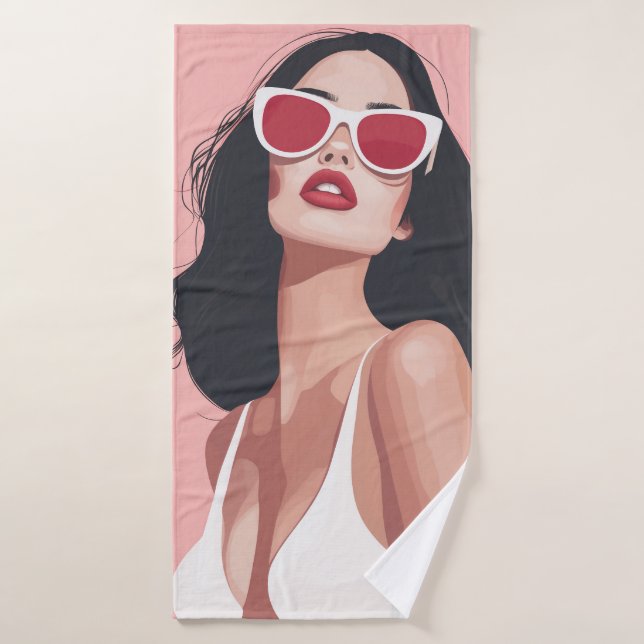 Illustration De Mode Femme Design Avec Lunettes De (Serviette de bain)