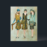 Illustration de mode vintage des années 1930<br><div class="desc">Illustration de mode vintage des années 1930 sur vieux papier doré et vert</div>