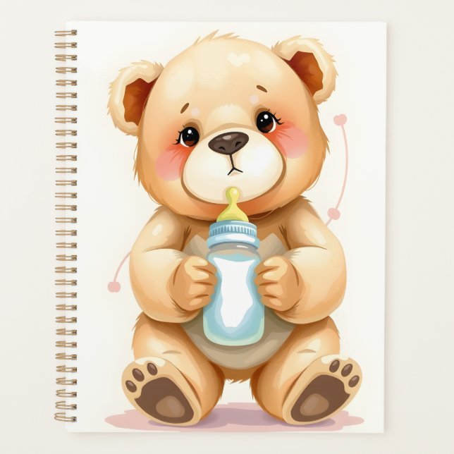 Illustration de nounours bébé à l'aquarelle mignon (Devant)