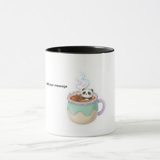Illustration de Panda Mignon Kawaii dans une Tasse (Centre)