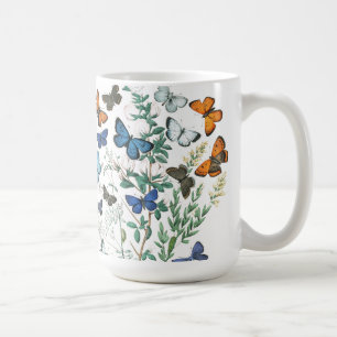 Illustration de papillons vintages sur une tasse d