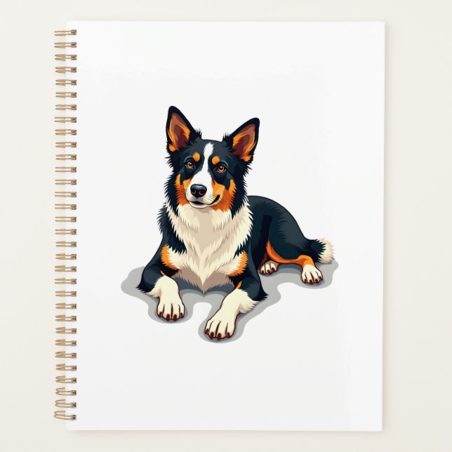 Illustration de portrait de Border Collie tricolor (Devant)