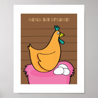 Illustration de poulet Poster d'art animal de ferm