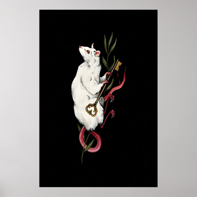 Illustration de rat blanc gothique - Impression Gi (Devant)