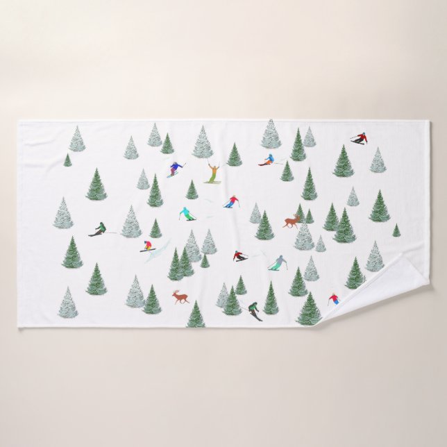 Illustration de skieurs en ski de descente  (Serviette de bain)