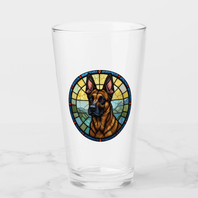 Illustration de style Malinois belge en verre vern (Devant)