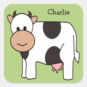 Illustration de vache nom personnalisé autocollant