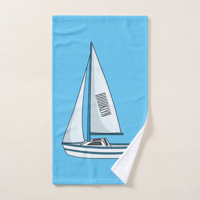 Illustration de voilier (Serviette à main)