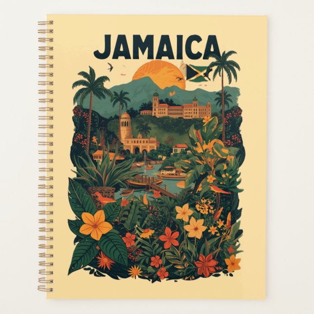Illustration de voyage à la Jamaïque de style vint (Devant)
