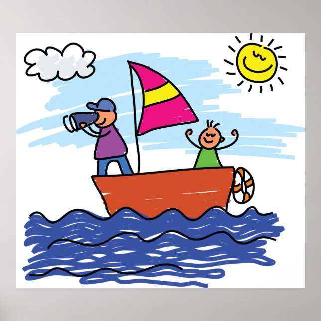 Illustration de voyage en voilier Affiche de batea (Devant)