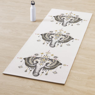 Illustration d'éléphant tribal tapis de yoga