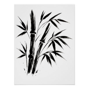 Illustration d'encre de bambou - Poster zen minima