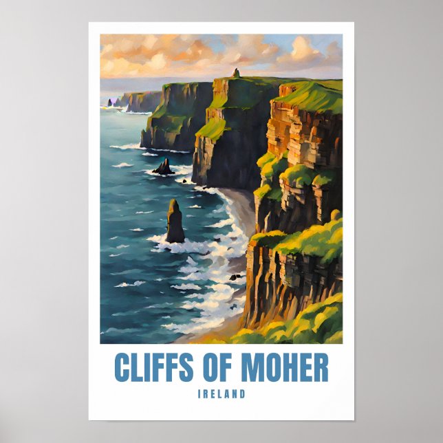 Illustration des falaises de Moher Affiche de voya (Devant)