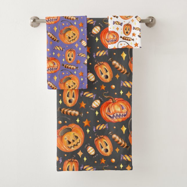 Illustration d'Halloween avec citrouille et bonbon (En situation)