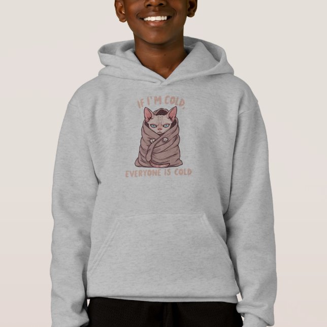 Illustration d'humour froid de chat Sphynx grinche (Devant)
