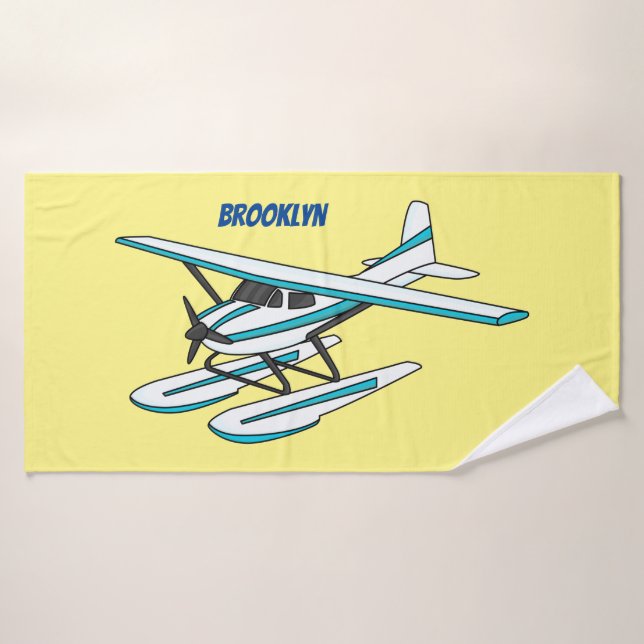 Illustration d'hydravion bleu blanc (Serviette de bain)