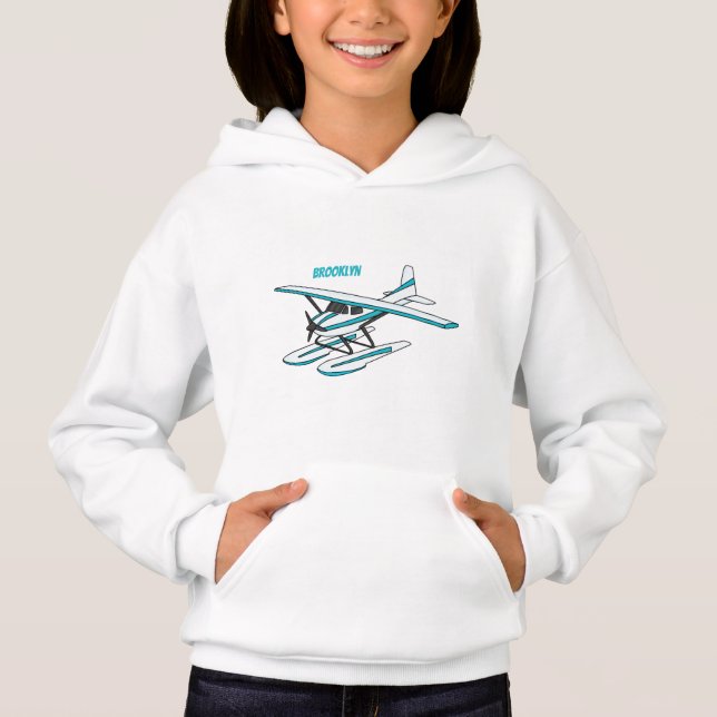 Illustration d'hydravion bleu blanc (Devant)