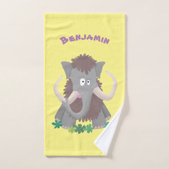 Illustration drôle de mammouth laineux (Serviette à main)